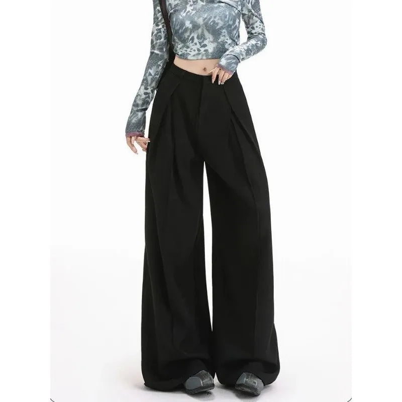 Pantaloni a Gamba Larga a Vita Alta