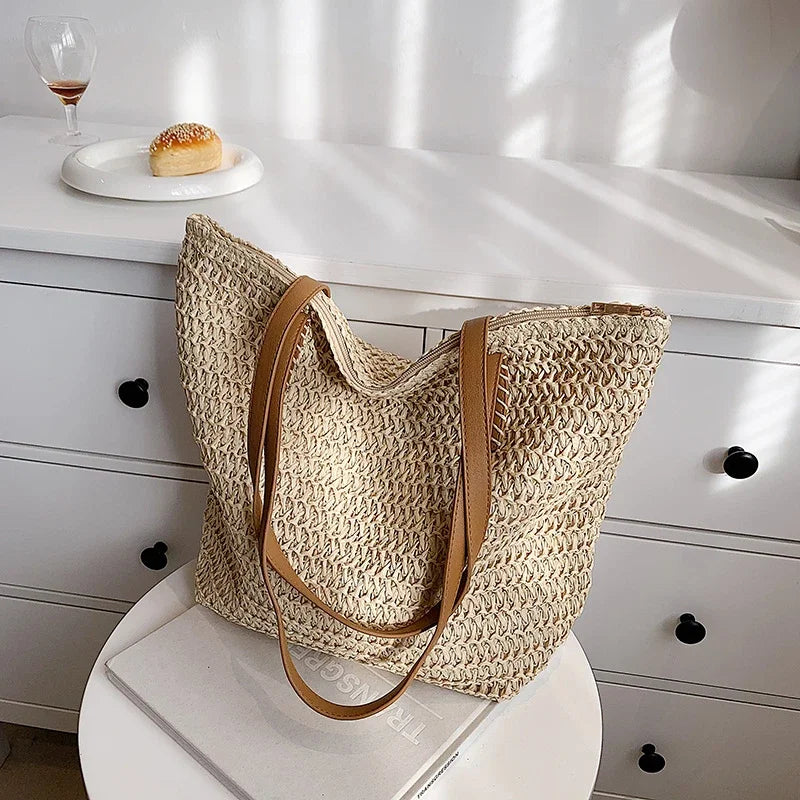 Borsa da spaiggia in Paglia Boho