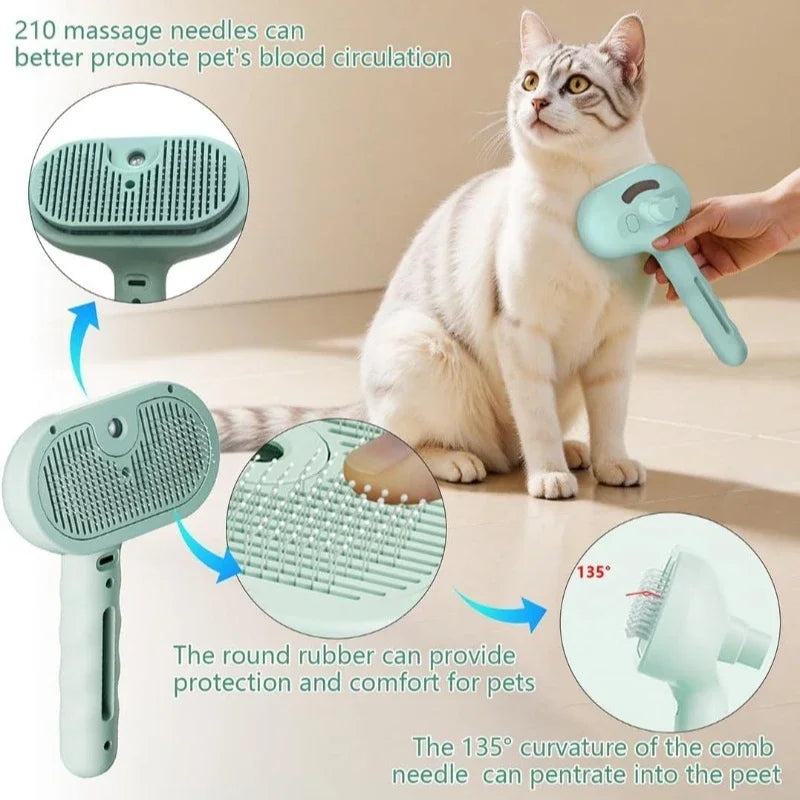 Spazzola a Vapore 3-in-1 per Gatti