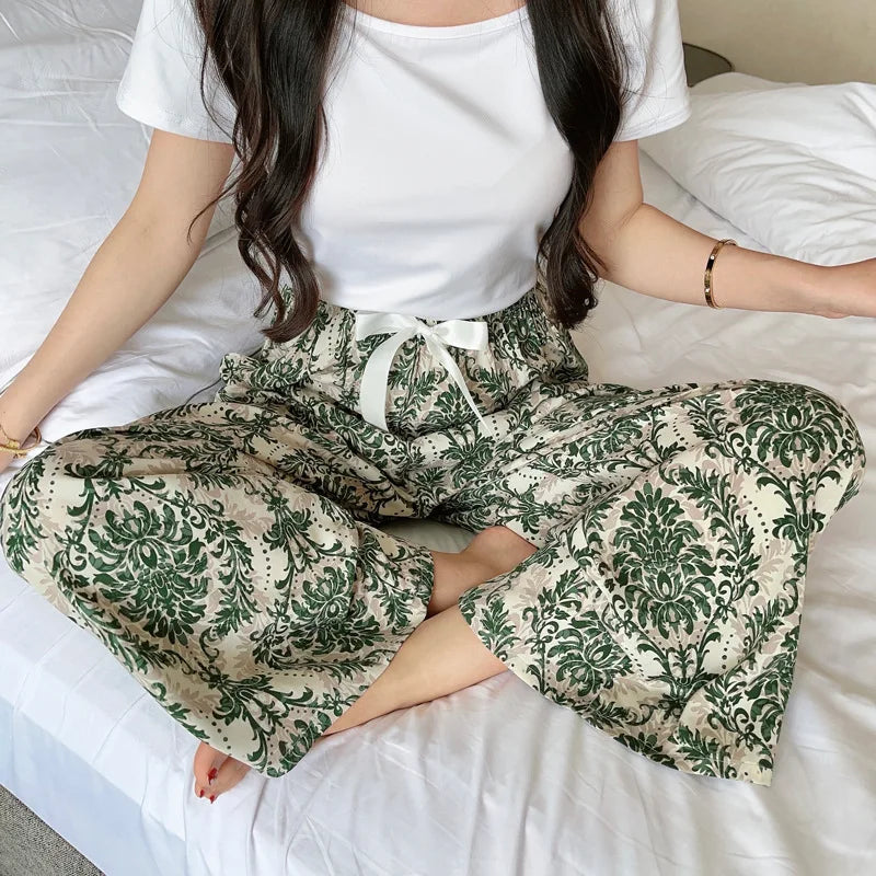 Pantaloni Pigiama Larghi Stampati Vintage