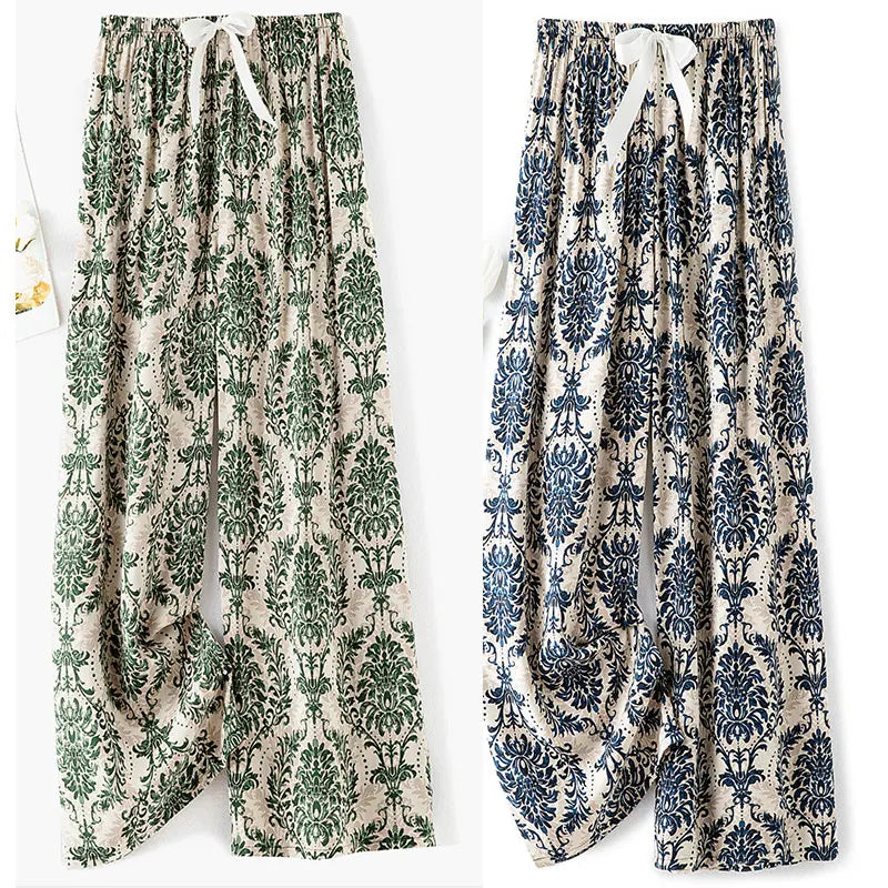 Pantaloni Pigiama Larghi Stampati Vintage