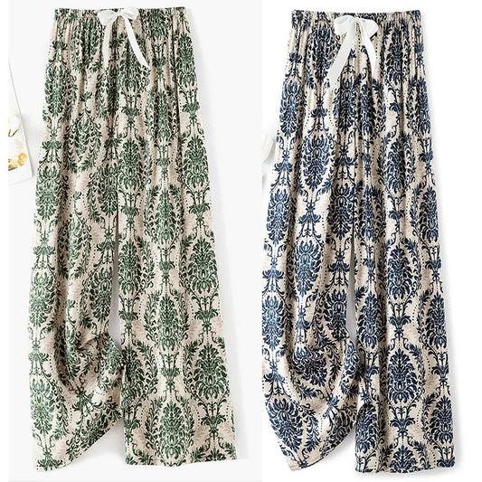 Pantaloni Pigiama Larghi Stampati Vintage