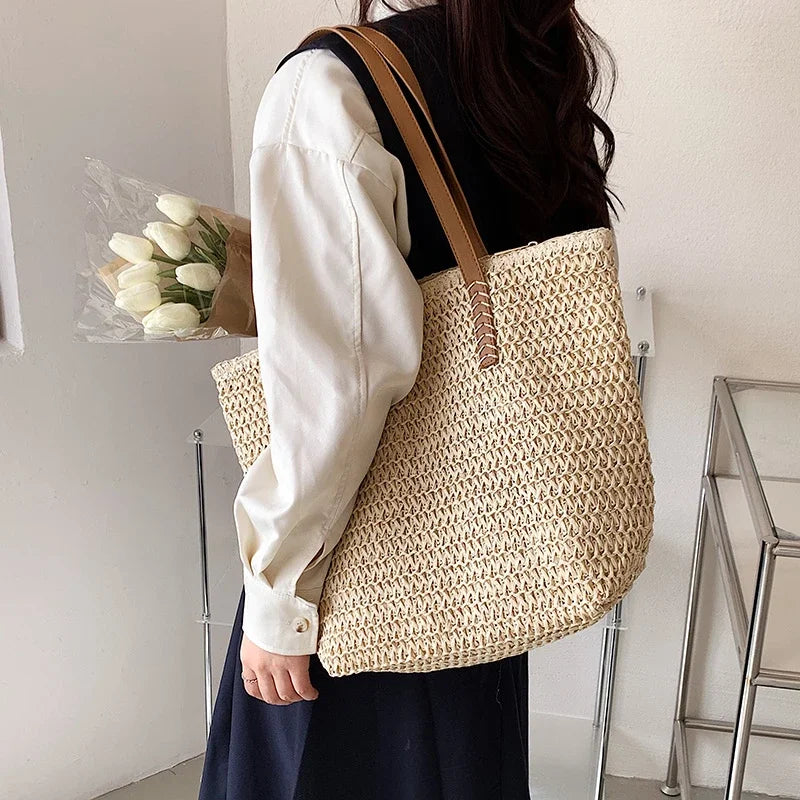 Borsa da spaiggia in Paglia Boho