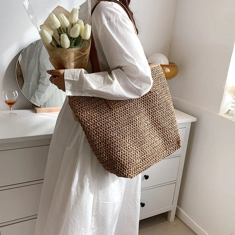 Borsa da spaiggia in Paglia Boho