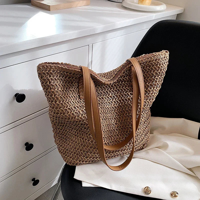 Borsa da spaiggia in Paglia Boho