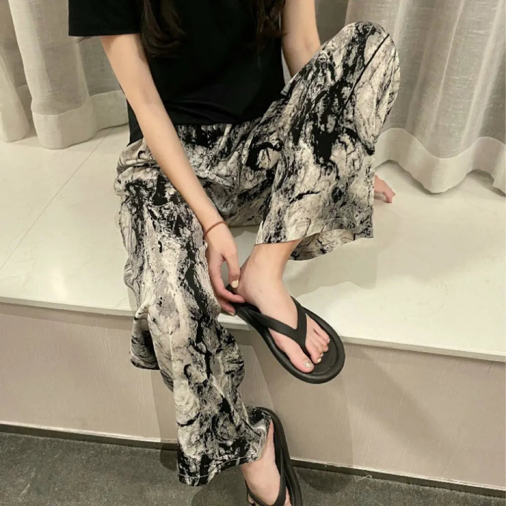 Pantaloni Pigiama Larghi Stampati Vintage